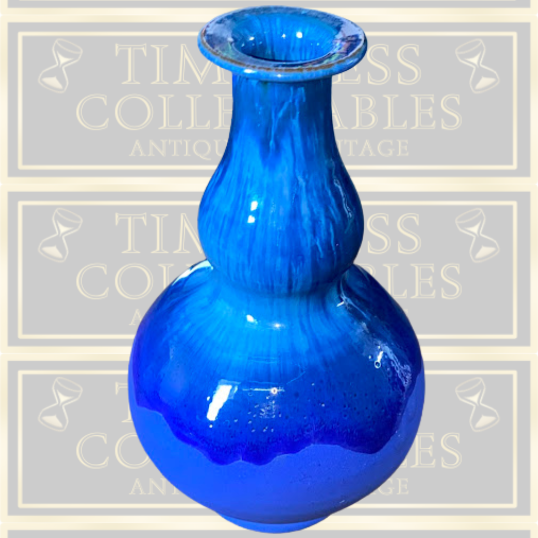 Vintage Gaia (Raia) Greece Art Studio Pottery Two Tone Ocean Blue Sky Glazed