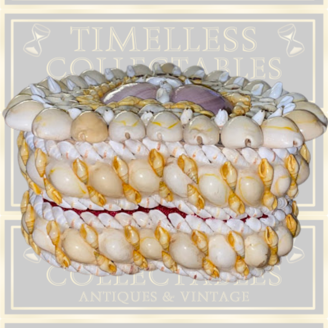 Vintage Heart Shaped Large Seashell trinket box