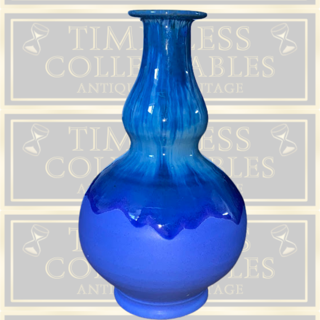 Vintage Gaia (Raia) Greece Art Studio Pottery Two Tone Ocean Blue Sky Glazed