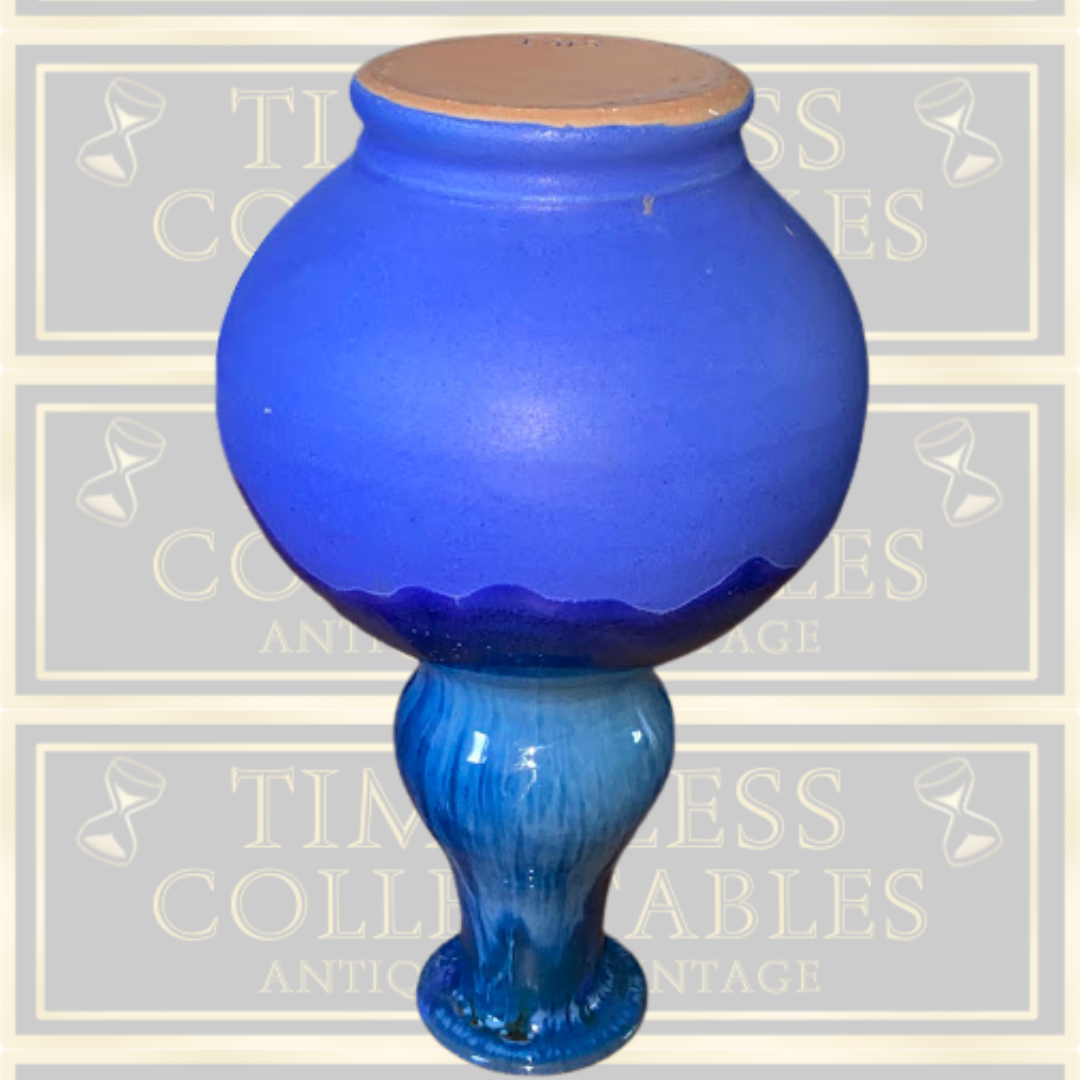 Vintage Gaia (Raia) Greece Art Studio Pottery Two Tone Ocean Blue Sky Glazed