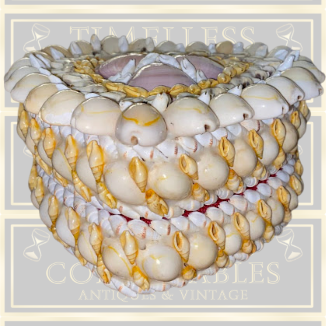 Vintage Heart Shaped Large Seashell trinket box