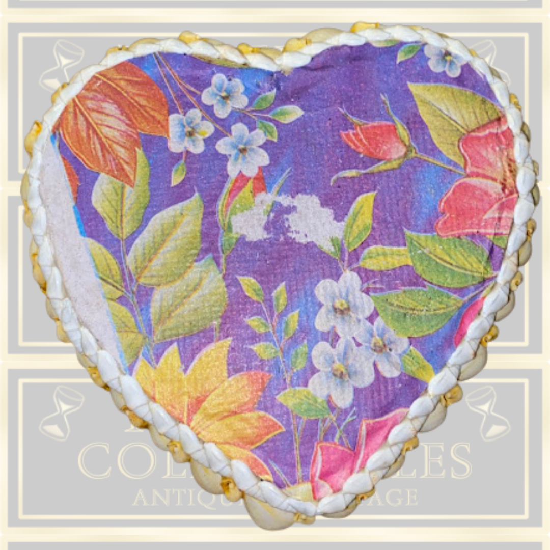 Vintage Heart Shaped Large Seashell trinket box
