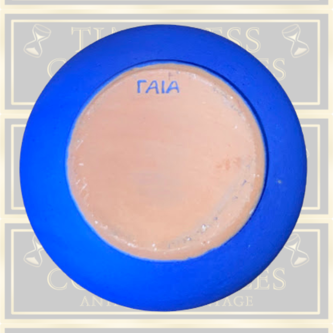 Vintage Gaia (Raia) Greece Art Studio Pottery Two Tone Ocean Blue Sky Glazed