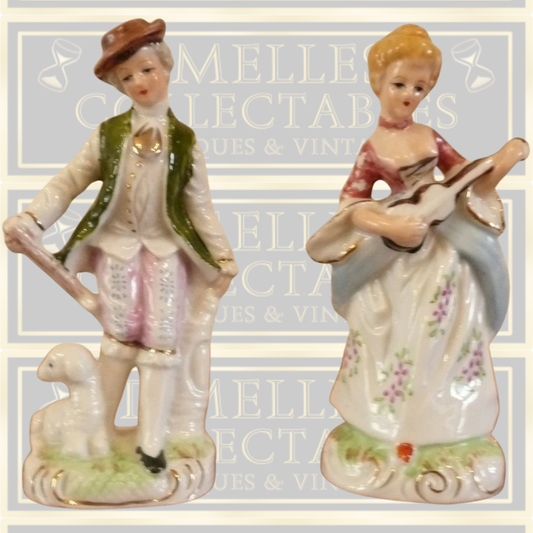 Vintage Porcelain Shepherd And Lady Mandolin Royal Copenhagen