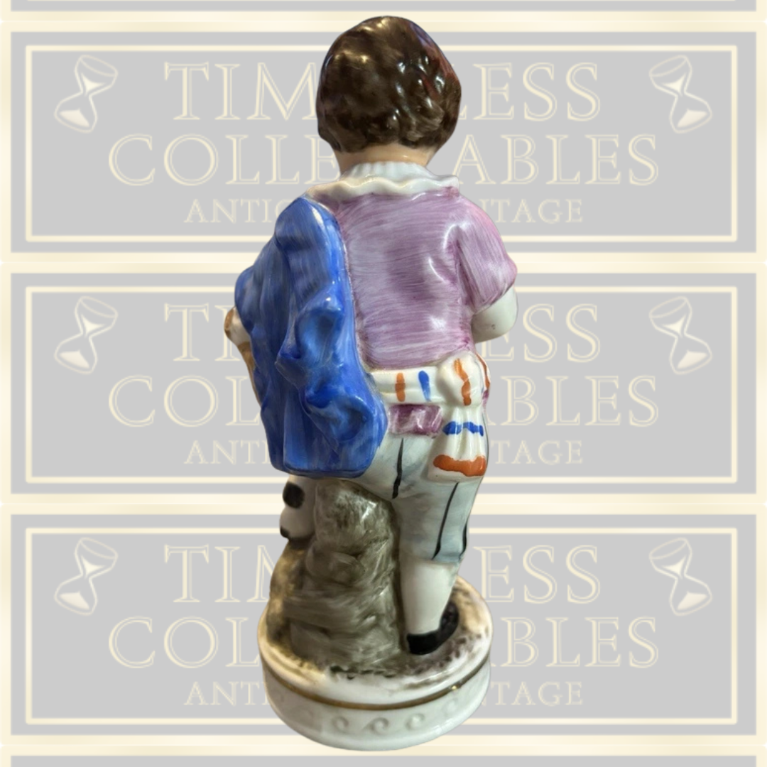 Vintage Capodimonte Boy & His Dog Porcelain Figurine
