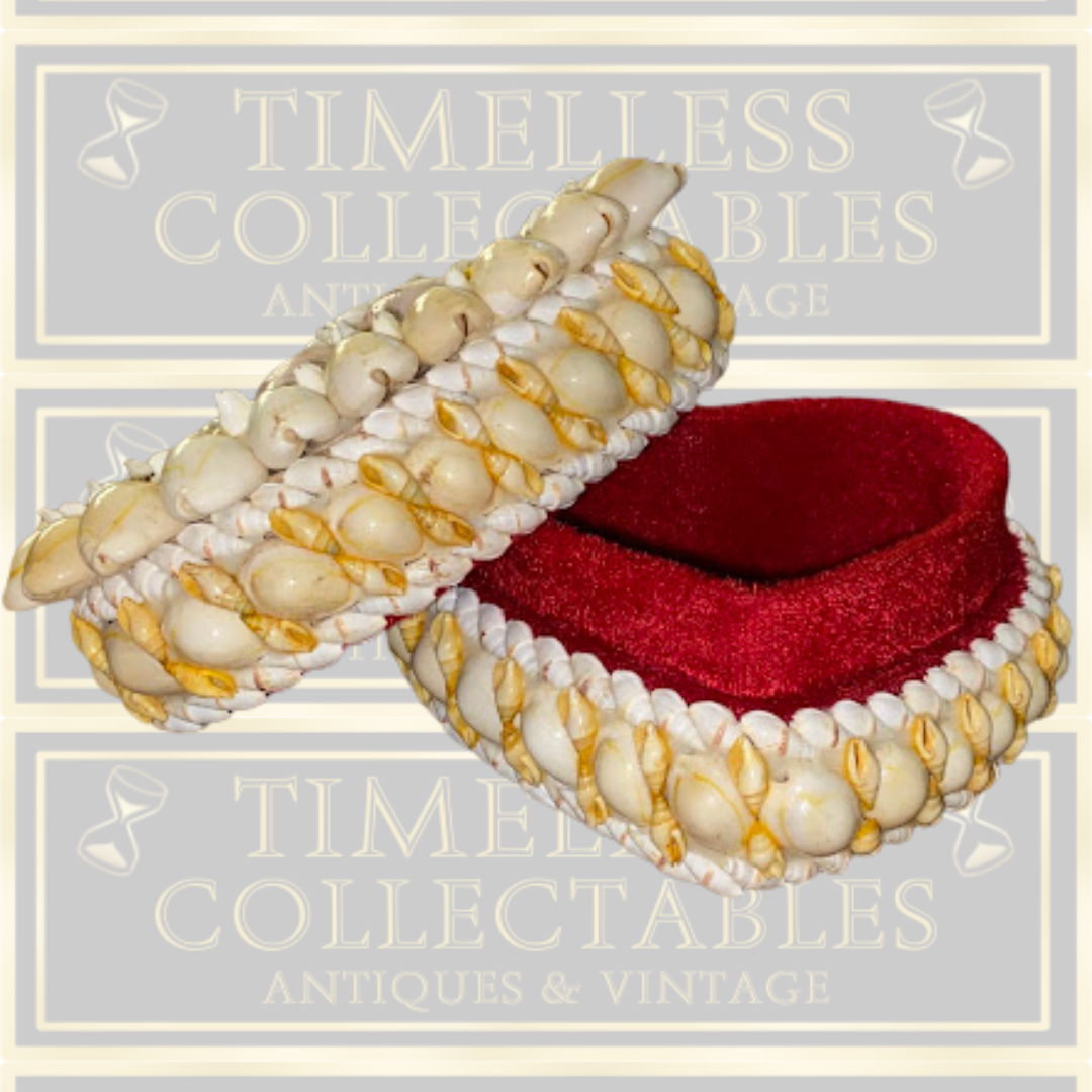 Vintage Heart Shaped Large Seashell trinket box