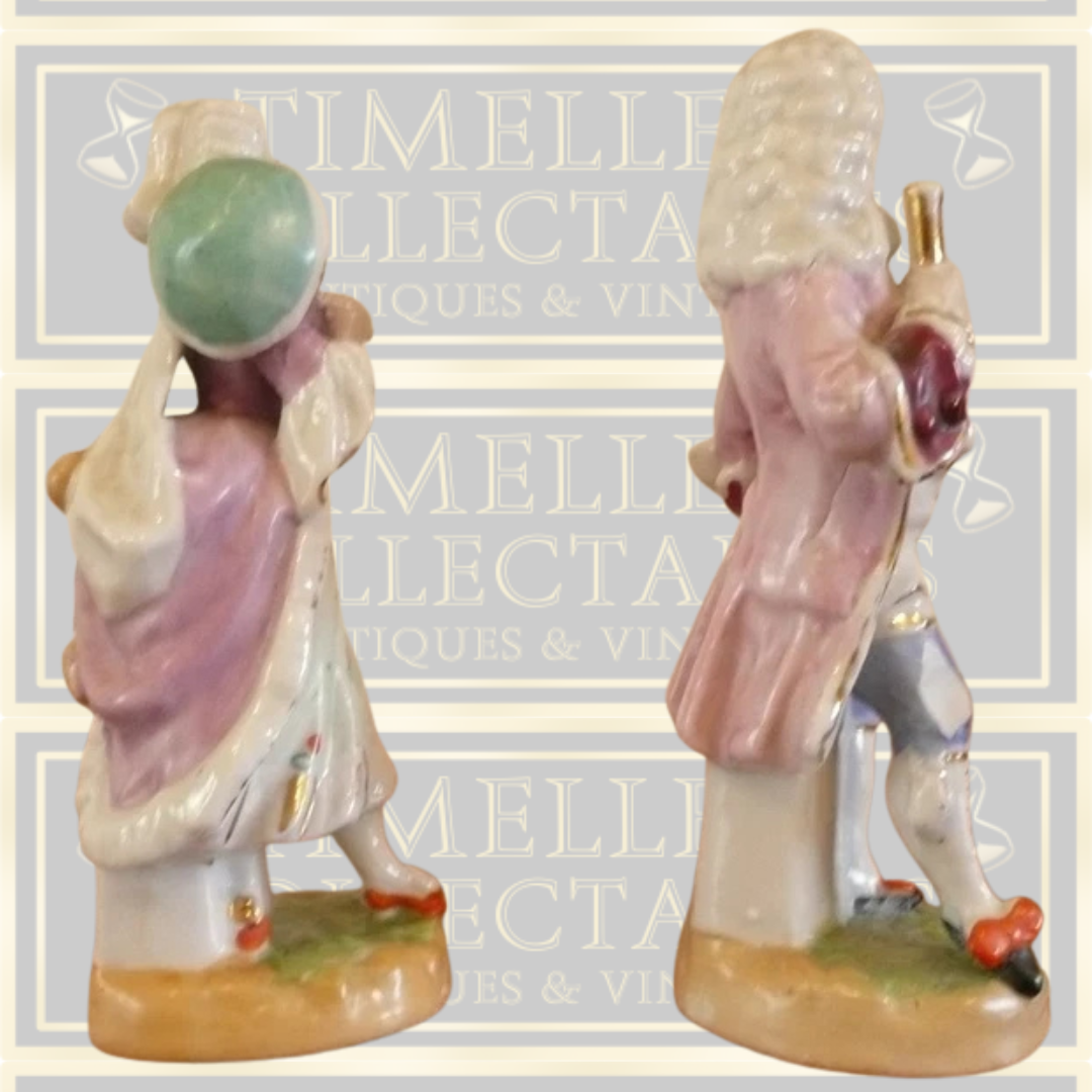 Vintage Pair Porcelain Figurines Lady And Gentleman 18th Century Dress