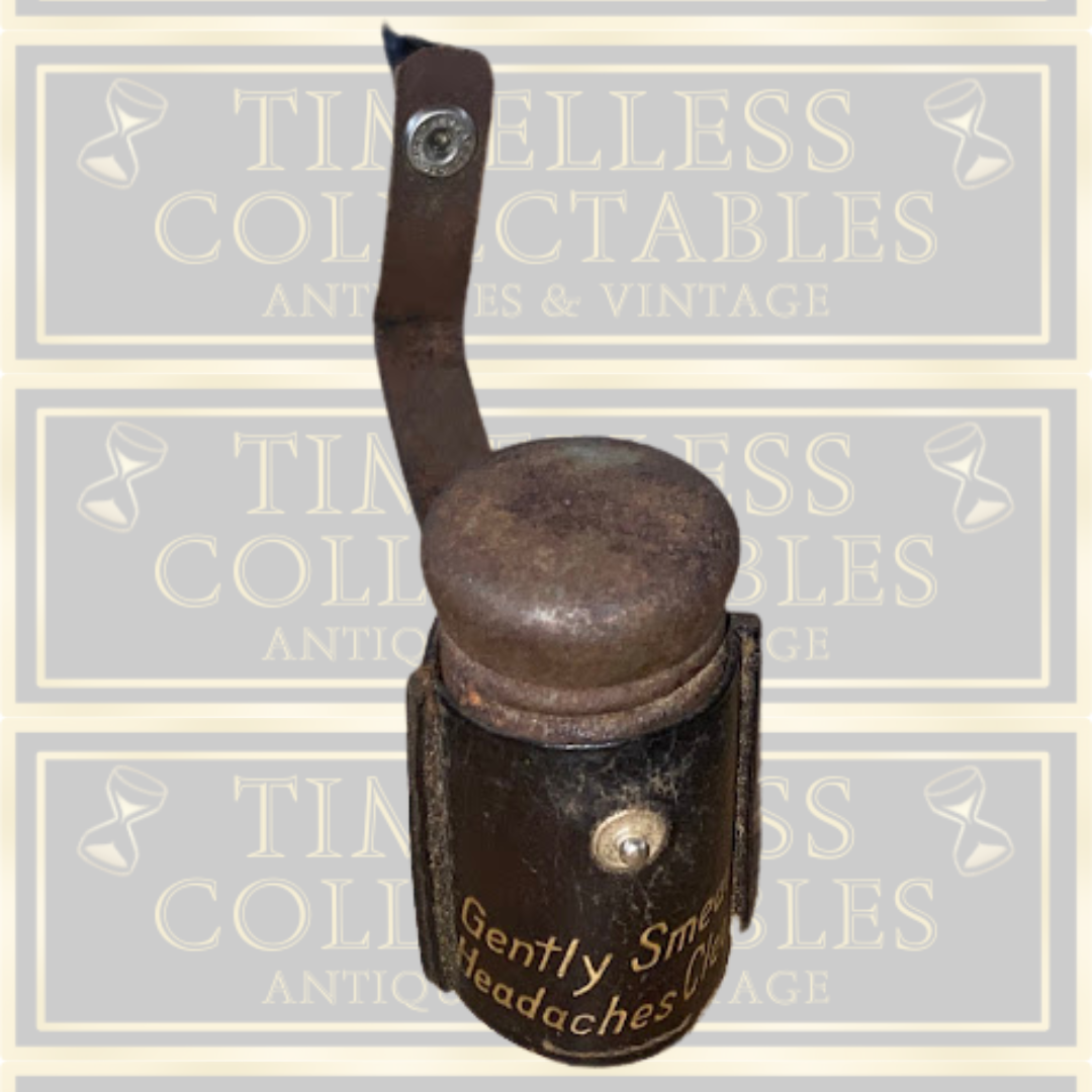 Antique Medicine Bottle In Leather Cover