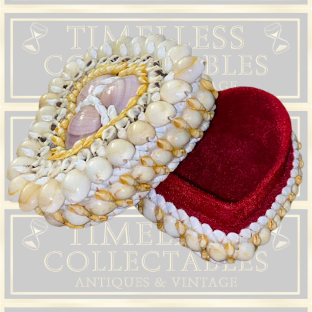 Vintage Heart Shaped Large Seashell trinket box