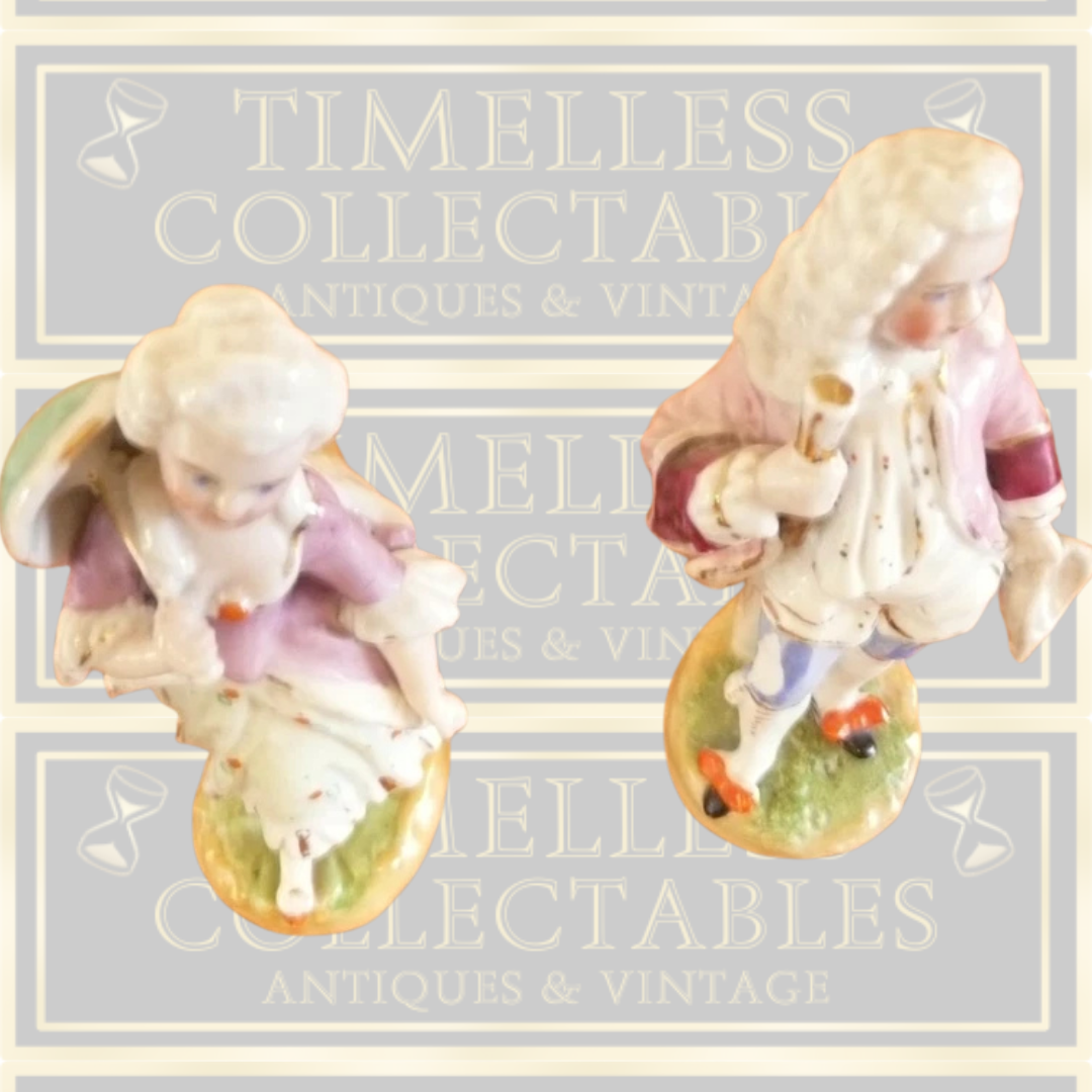 Vintage Pair Porcelain Figurines Lady And Gentleman 18th Century Dress