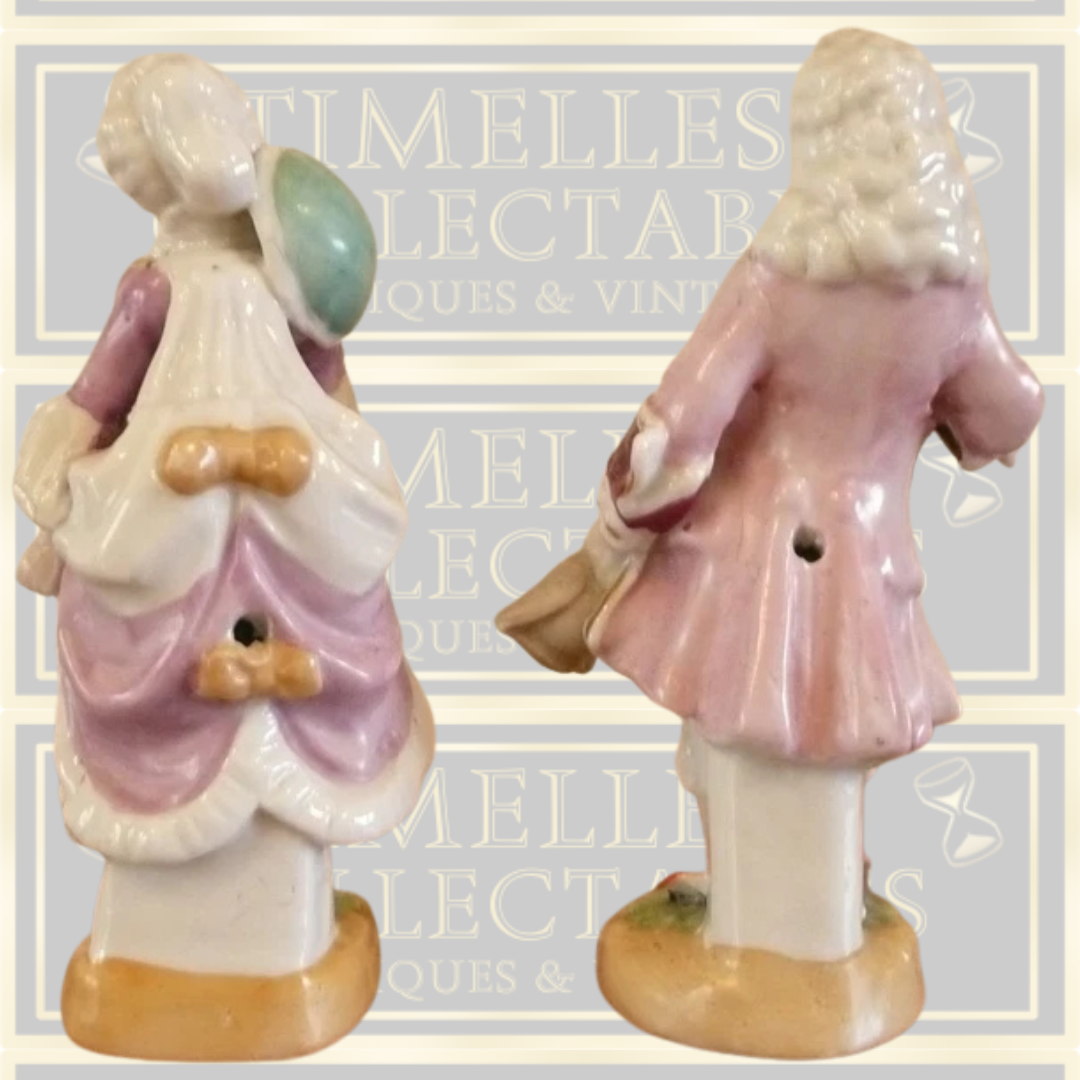 Vintage Pair Porcelain Figurines Lady And Gentleman 18th Century Dress