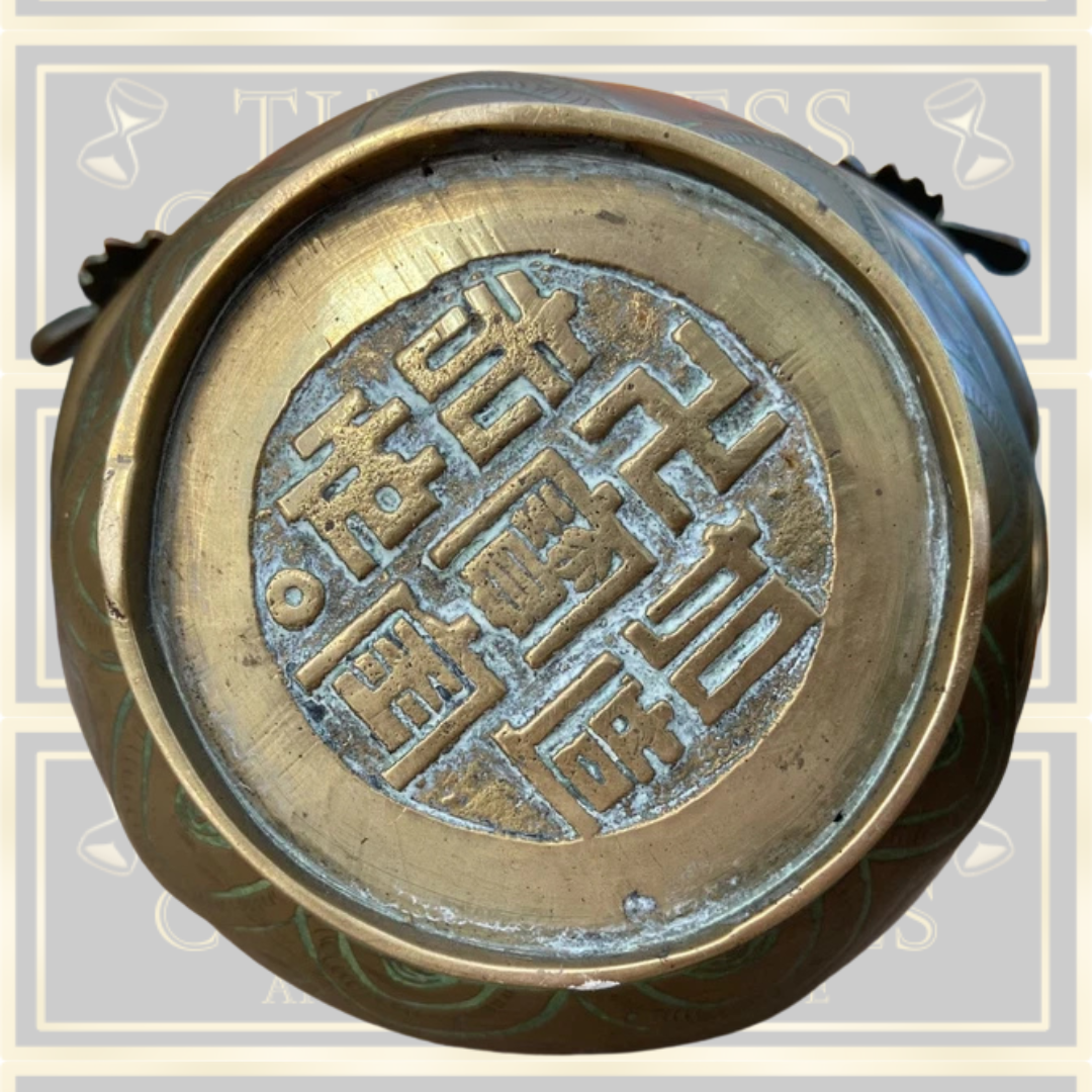 Antique Pair Chinese Brass Vases Entwined with Dragons