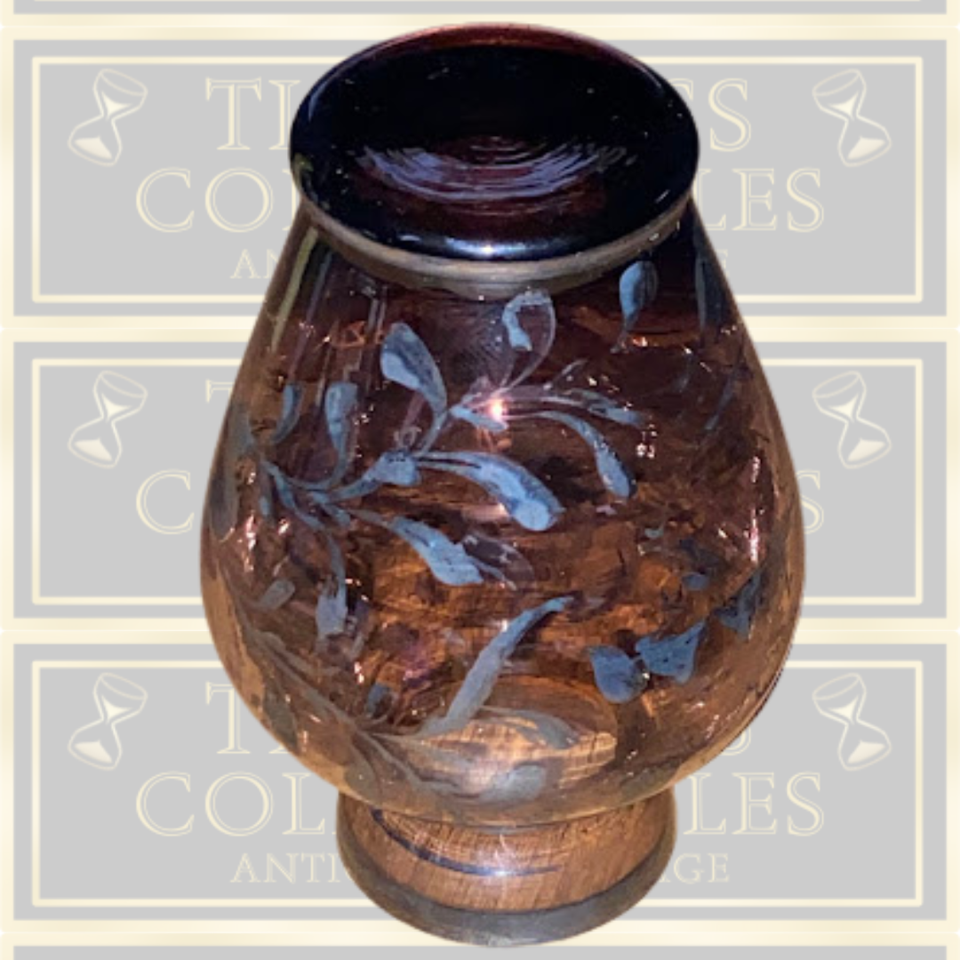 Minatare Art Deco Purple Amethyst Vase Silver Floral Overlay