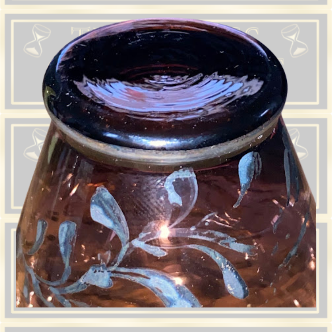 Minatare Art Deco Purple Amethyst Vase Silver Floral Overlay