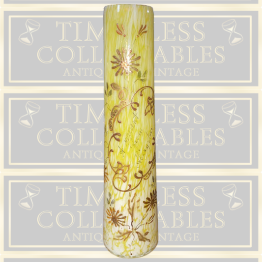 Antique Franz Welz Yellow White Splatter Glass Uranium