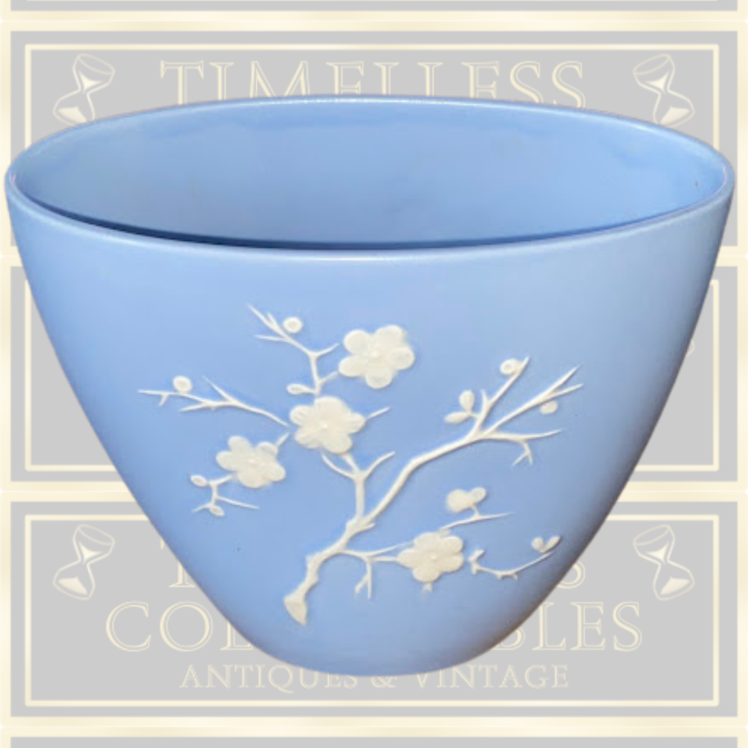 Vintage Copeland Spode Blue Vase Raised Cherry Blossom