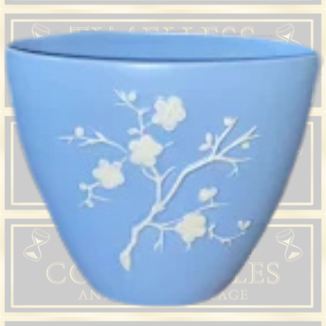 Vintage Copeland Spode Blue Vase Raised Cherry Blossom