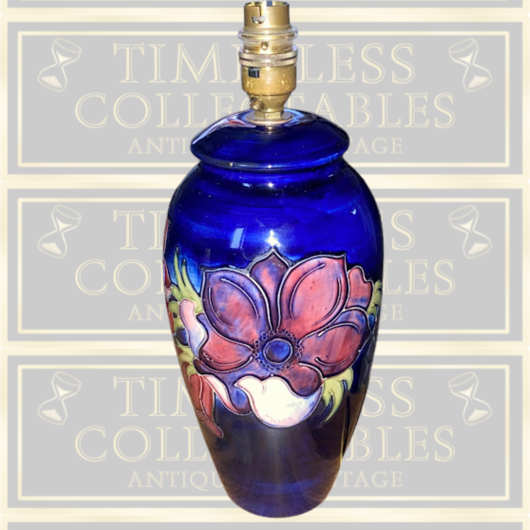 Vintage Large Moorcroft Anemone Table Lamp