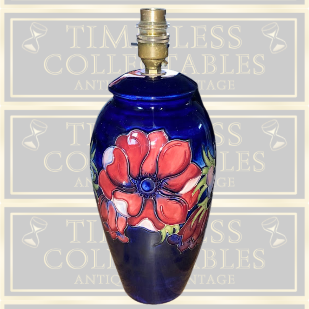 Vintage Large Moorcroft Anemone Table Lamp