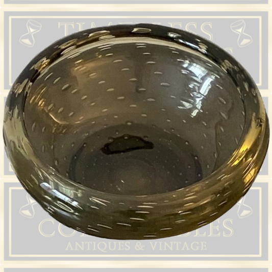 Vintage Whitefriars Controlled Bubble Glass Bowl Golden Amber