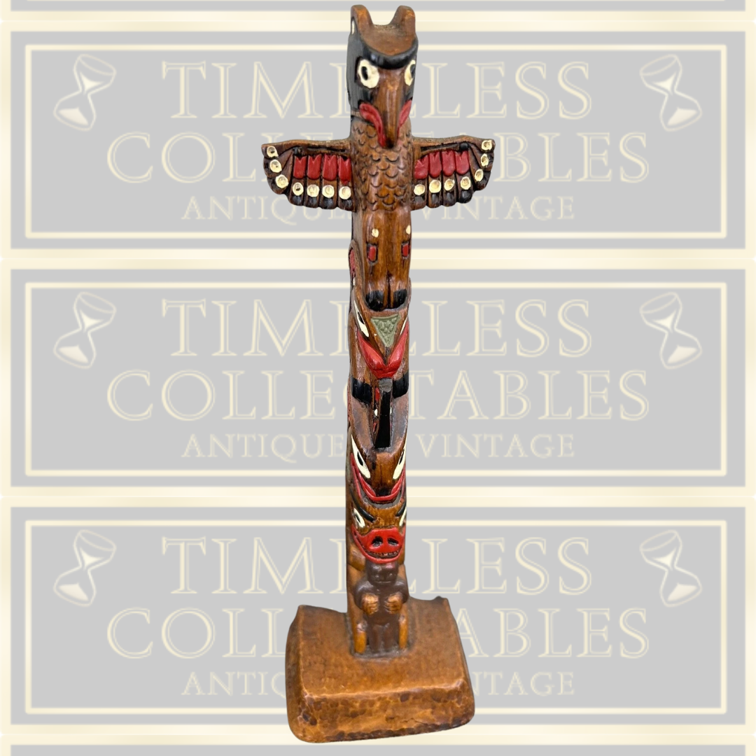 Vintage Native Boma Canada Totum Pole Statue