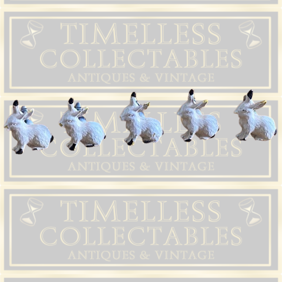 Vintage White Cast Rabbit Draw Handles