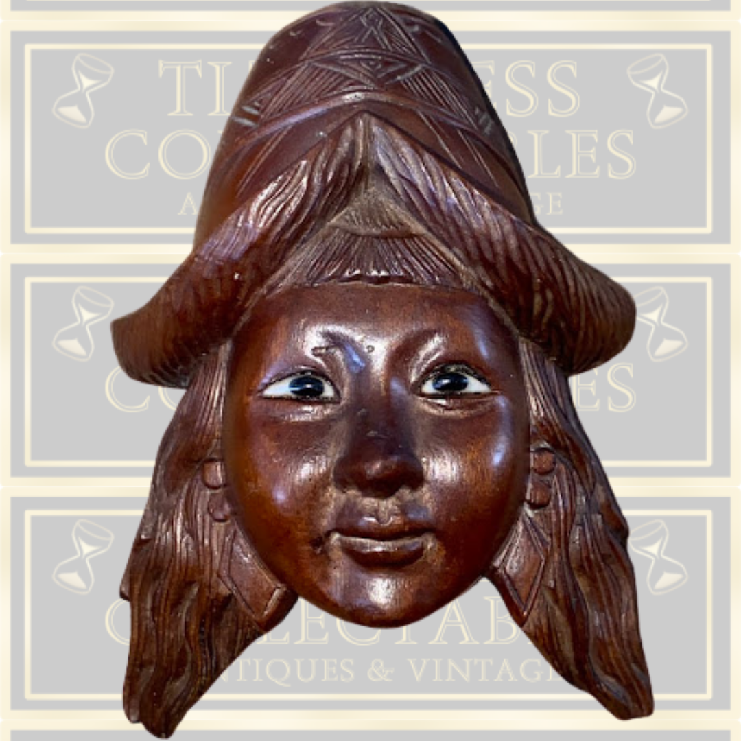 Antique Rosewood Carved Chinese Mask