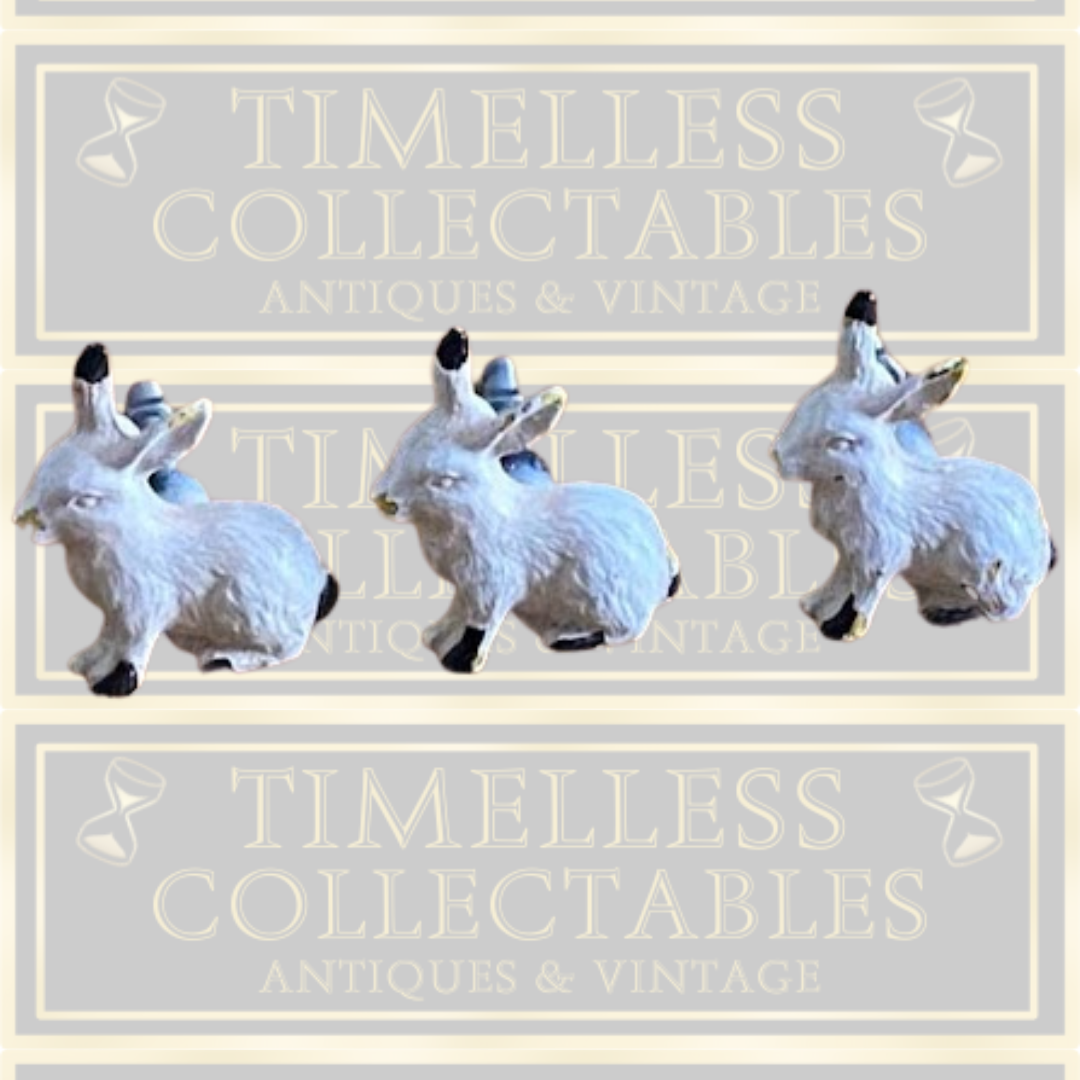 Vintage White Cast Rabbit Draw Handles