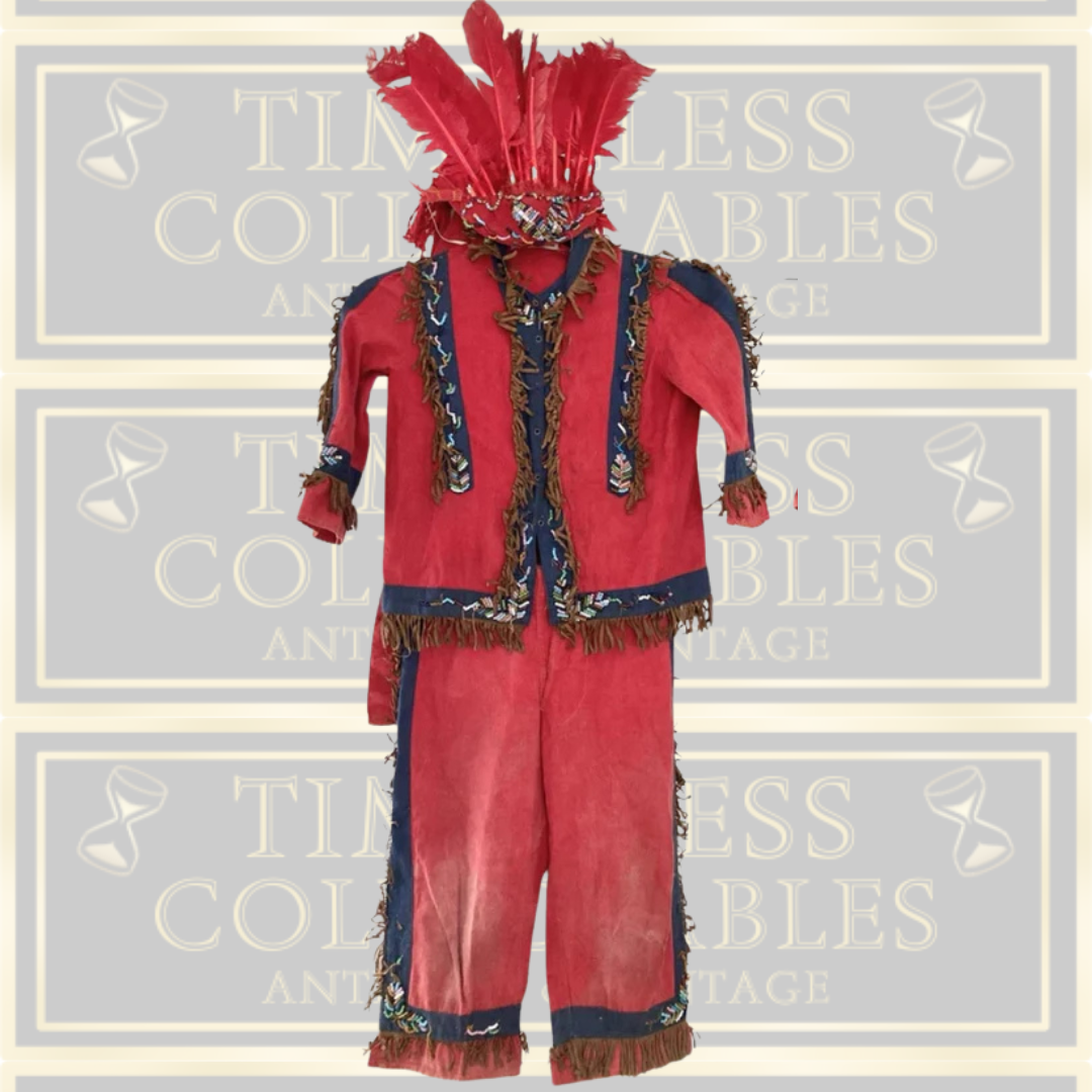 Antique American 1920s f.A.O Schwarz Children’s Dressing Native American Playset