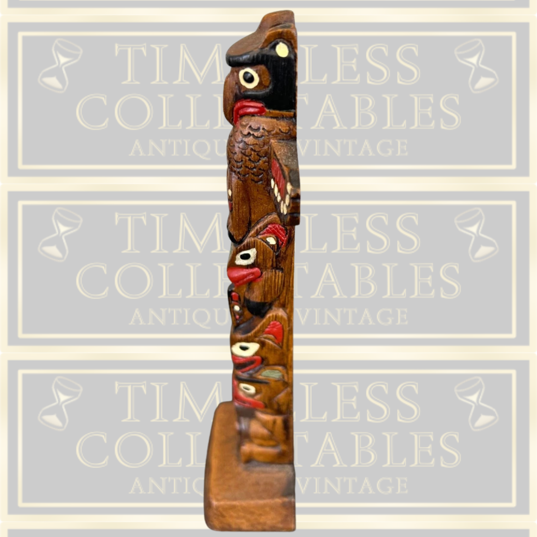 Vintage Native Boma Canada Totum Pole Statue
