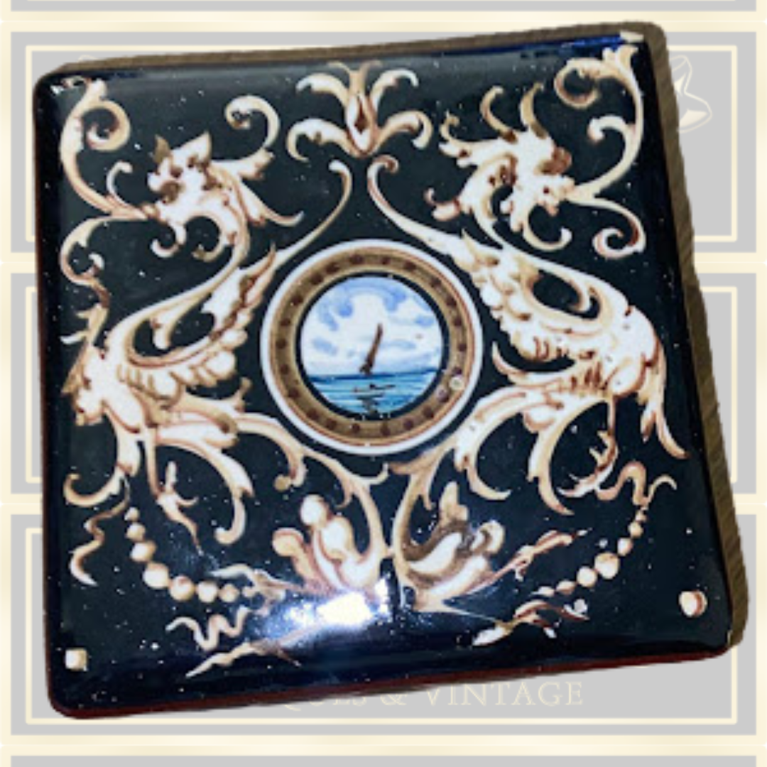 Vintage Italian Scatola Quadra R.F.N Porcelain Trinket Box
