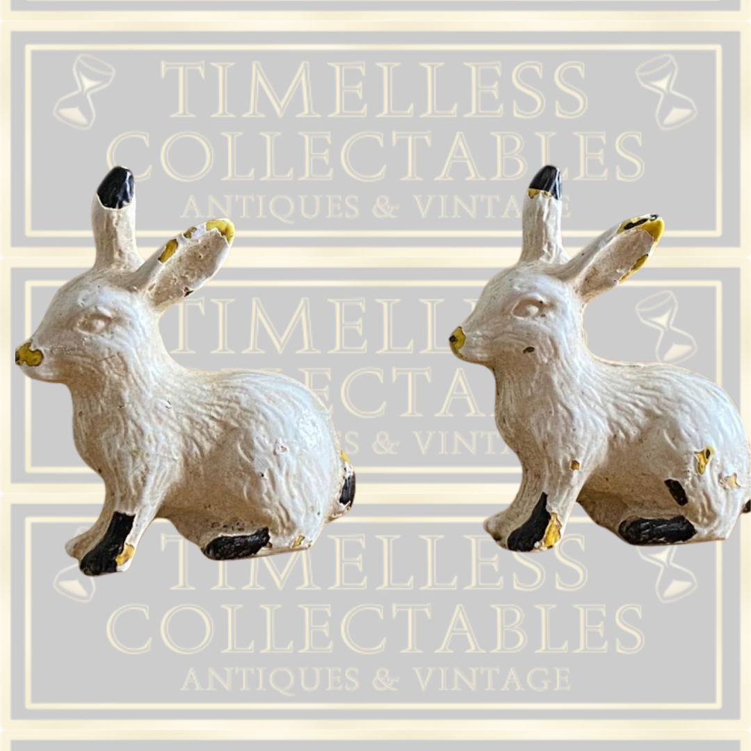 Vintage White Cast Rabbit Draw Handles