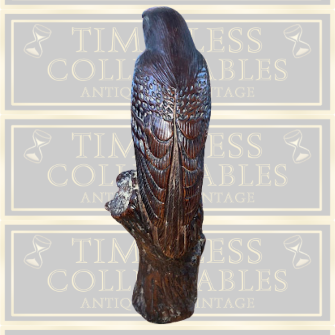 Vintage Black Forest Hand Carved Hawk Bird