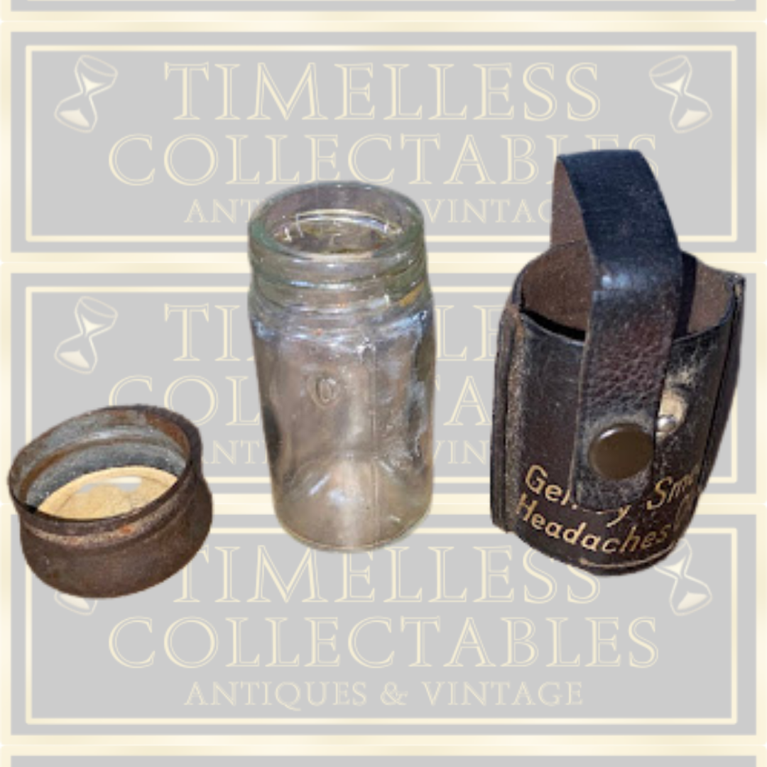 Antique Medicine Bottle In Leather Cover