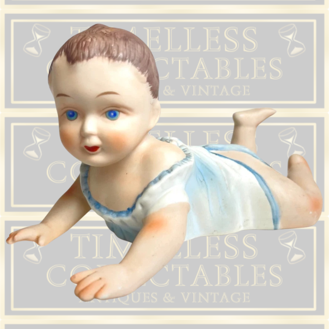 Vintage Pair Large Bisque Piano Babies Figurines