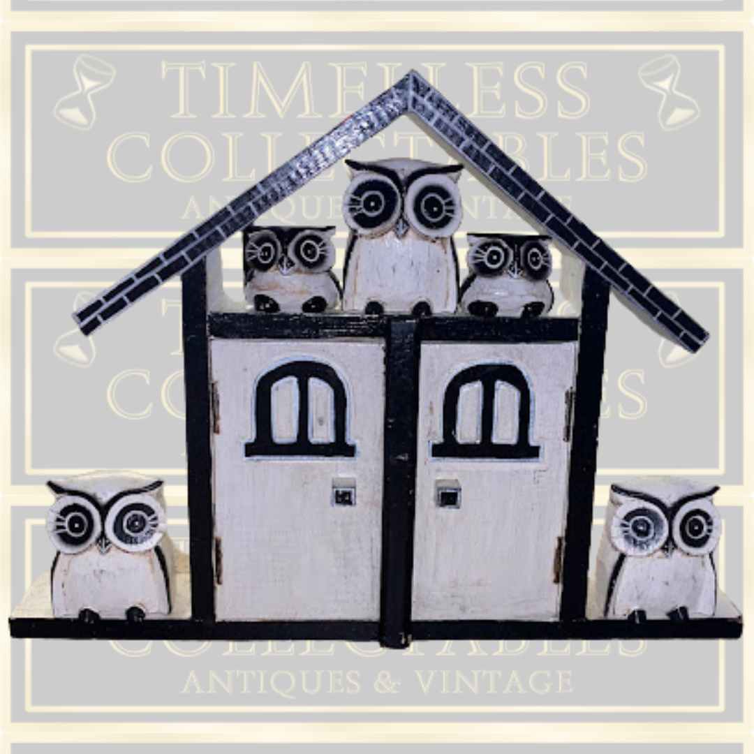 Vintage Fair Trade Folk Art Owl Key Holder