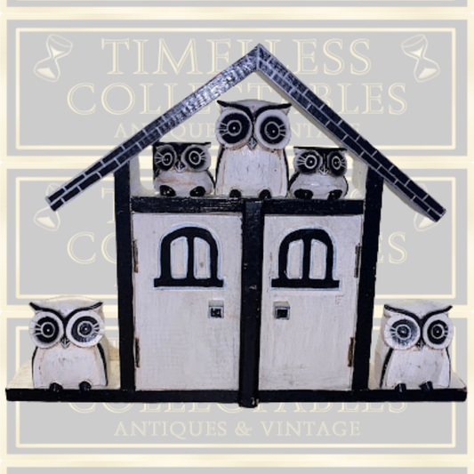 Vintage Fair Trade Folk Art Owl Key Holder