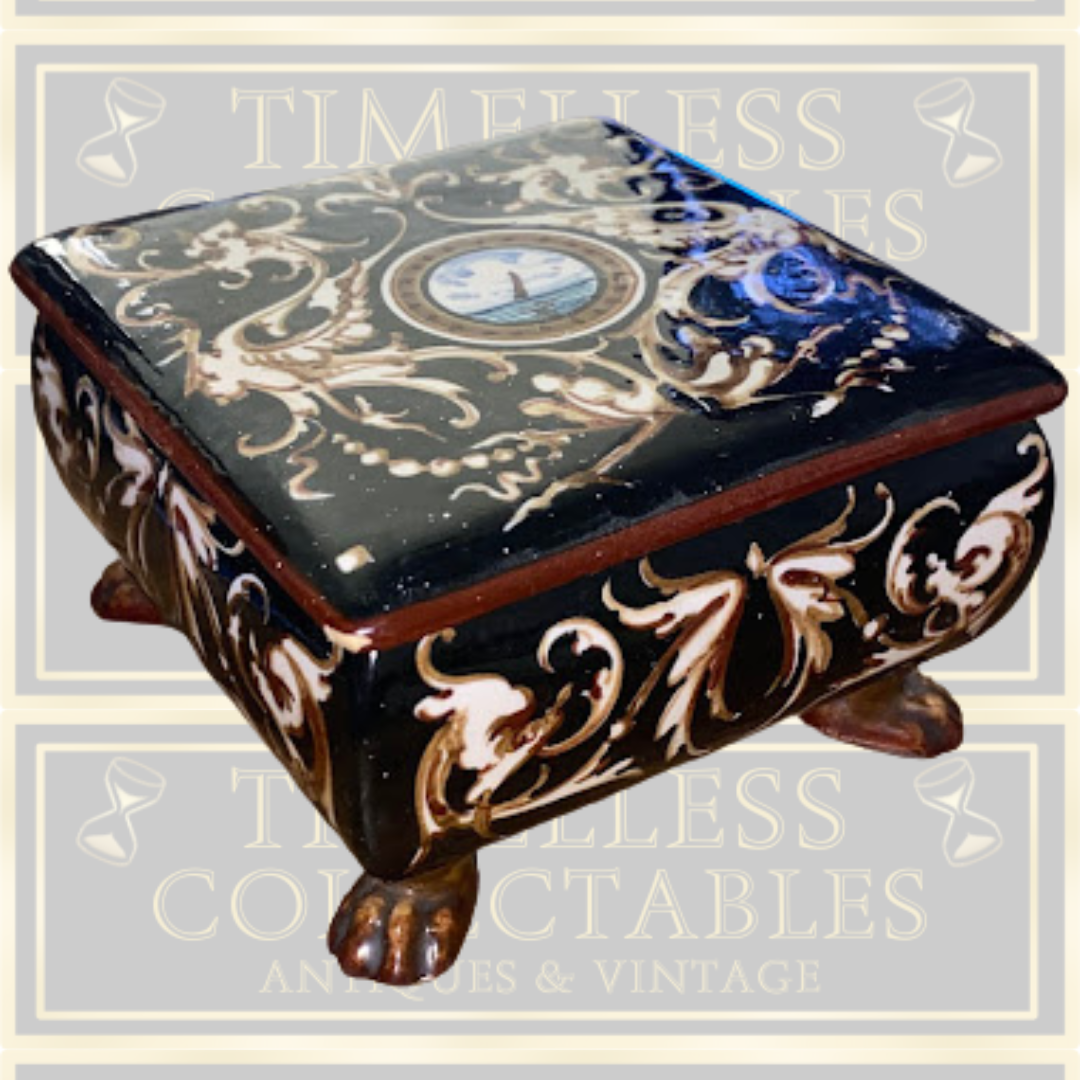 Vintage Italian Scatola Quadra R.F.N Porcelain Trinket Box