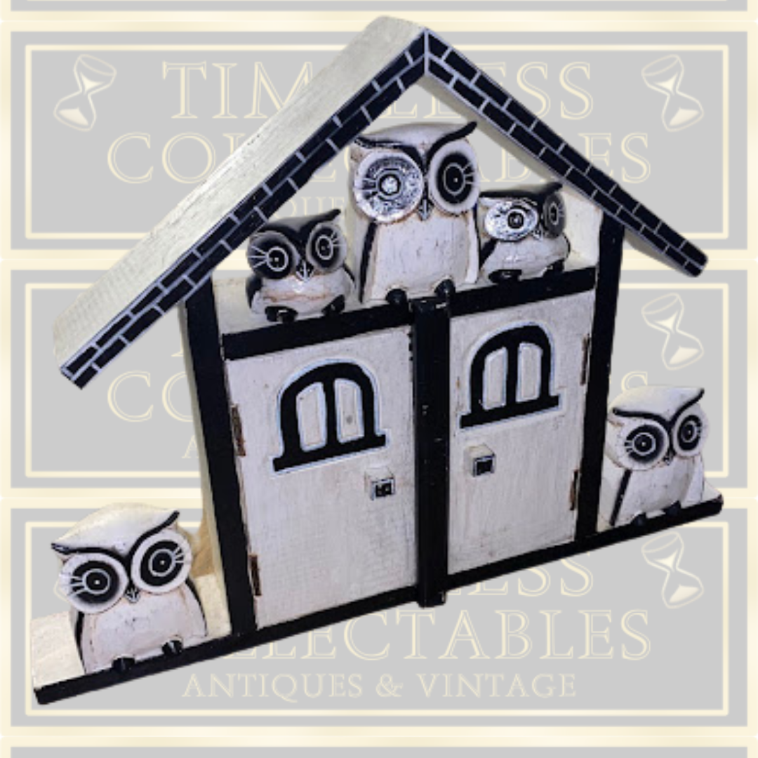 Vintage Fair Trade Folk Art Owl Key Holder