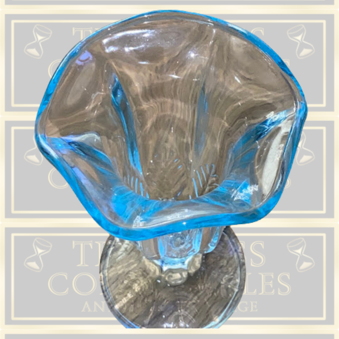Vintage Pair Ice Blue Sundae Glasses/Vases