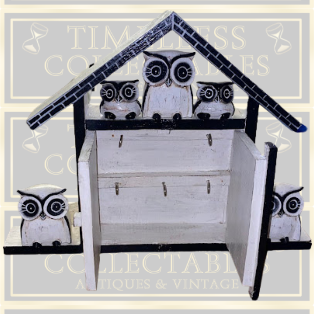 Vintage Fair Trade Folk Art Owl Key Holder