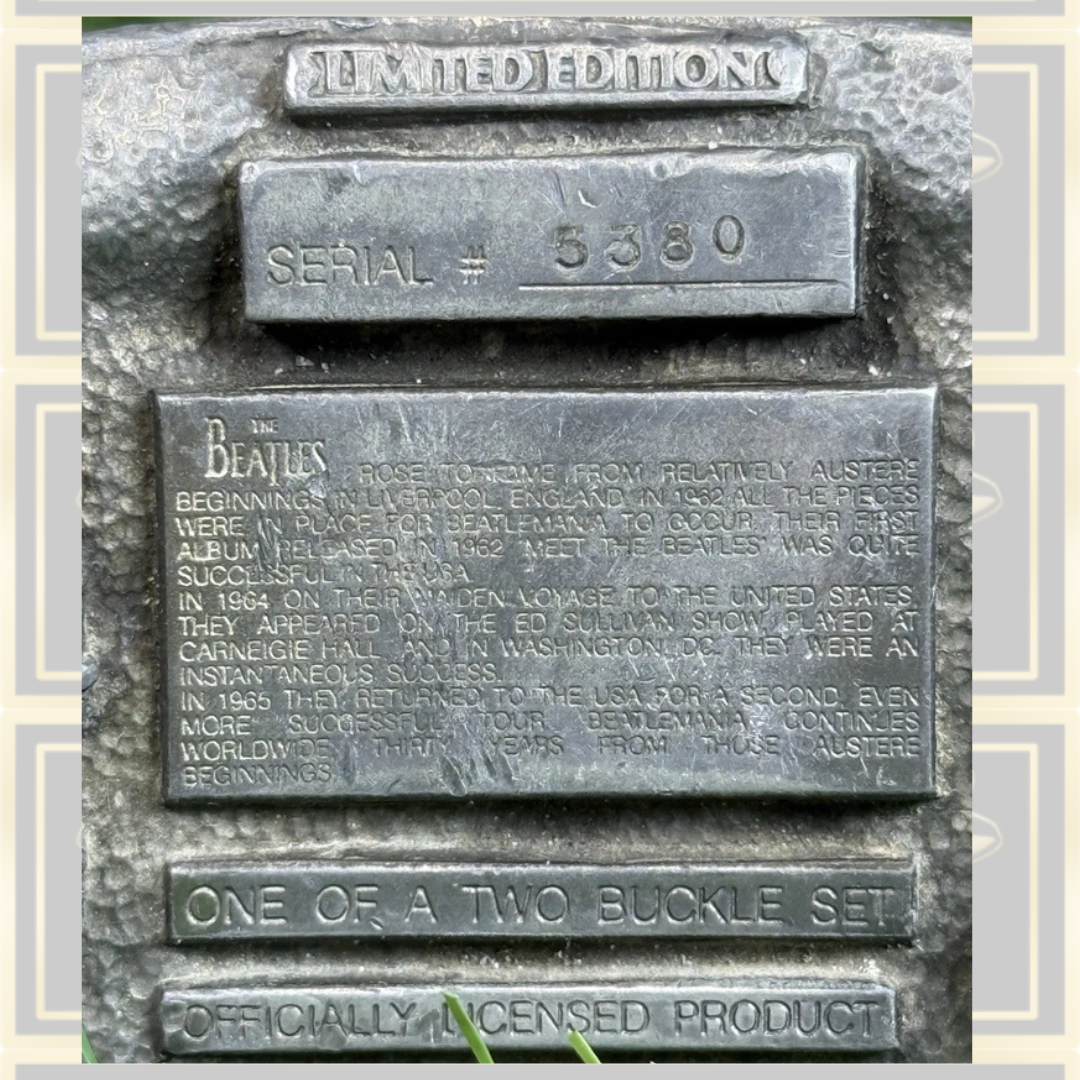 Vintage Limited Edition Beatles Pewter Belt Buckle