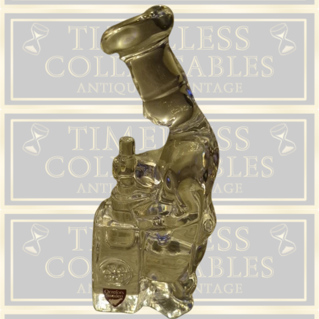 Vintage Orrefors Sweden Crystal Glass Chef Paperweight Scandinavian Art Glass.