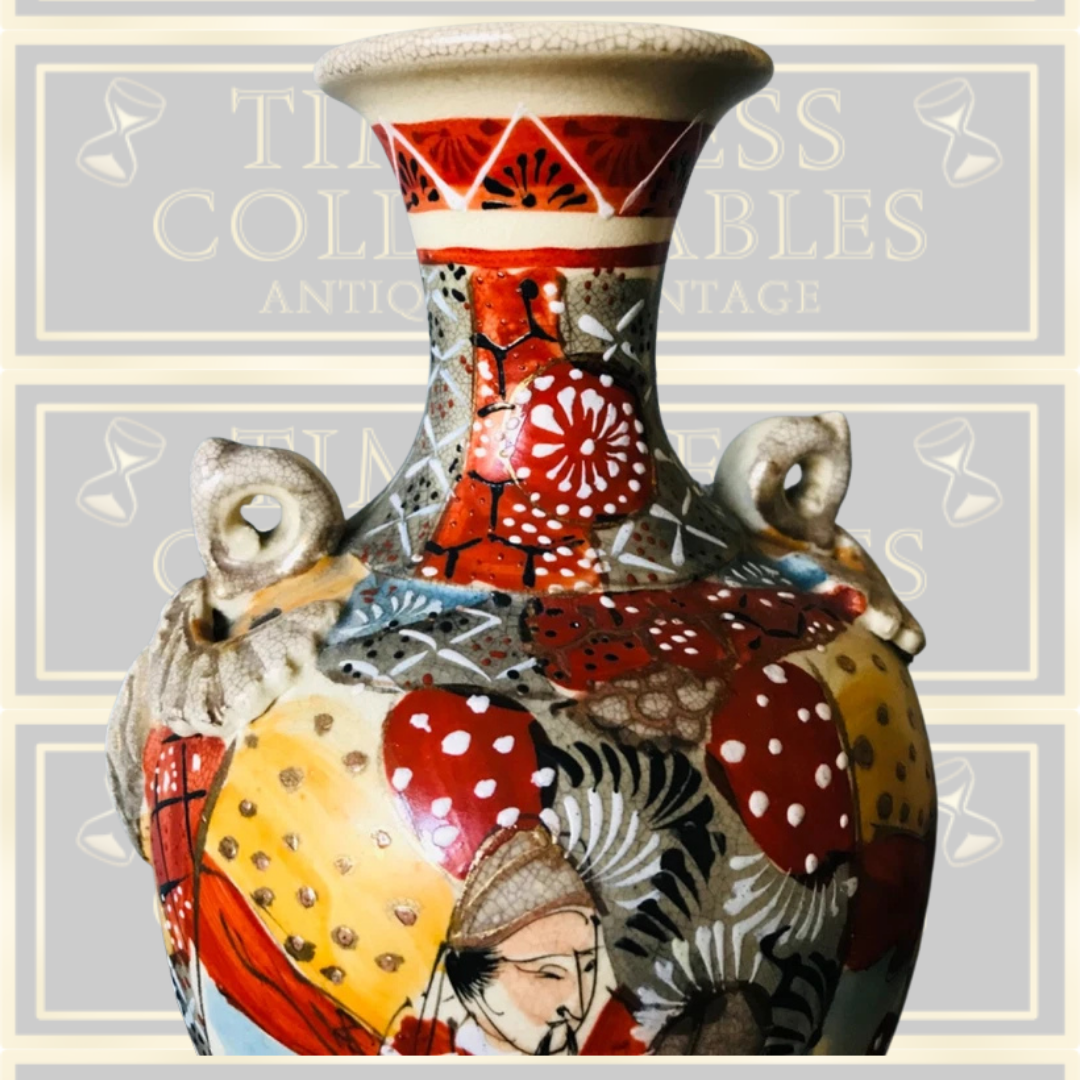 Antique Hand Painted Japanese Satsuma Signed Vase
