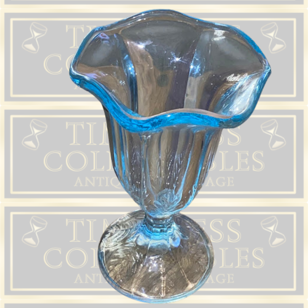 Vintage Pair Ice Blue Sundae Glasses/Vases