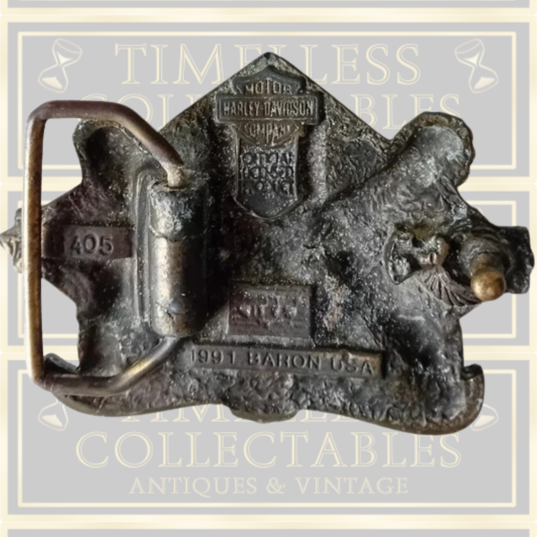 Vintage Harley Davidson Metal Belt Buckle Live Free Ride Free