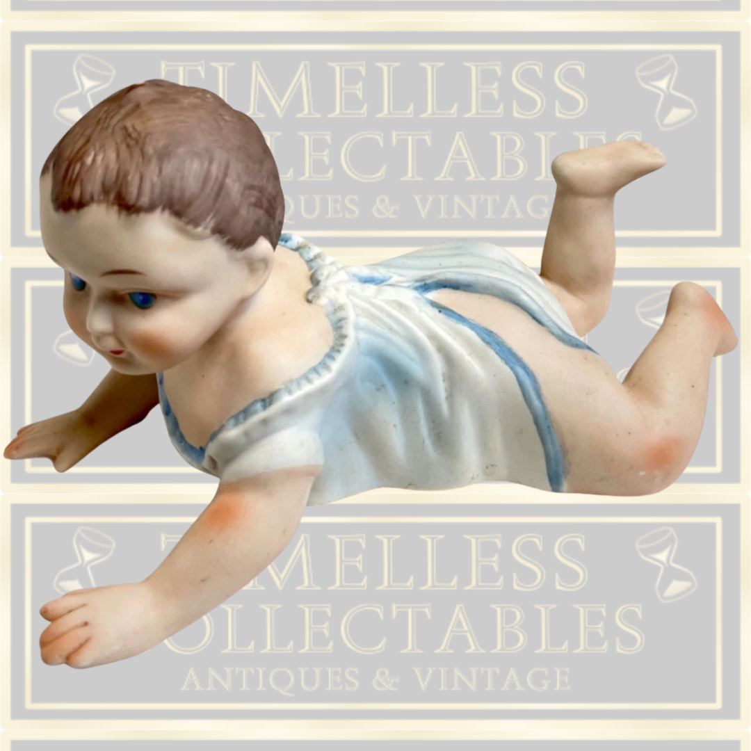 Vintage Pair Large Bisque Piano Babies Figurines