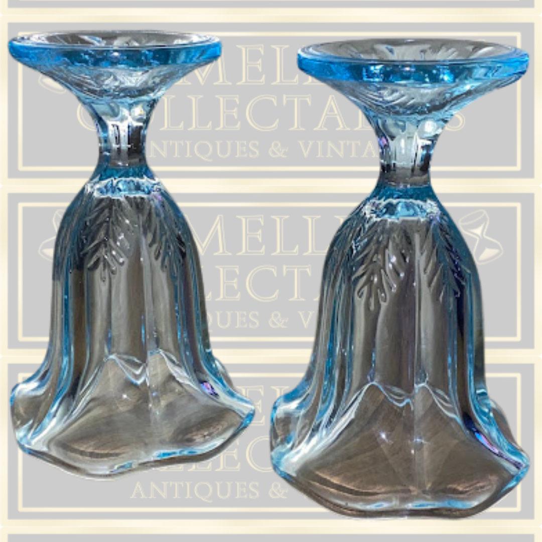 Vintage Pair Ice Blue Sundae Glasses/Vases