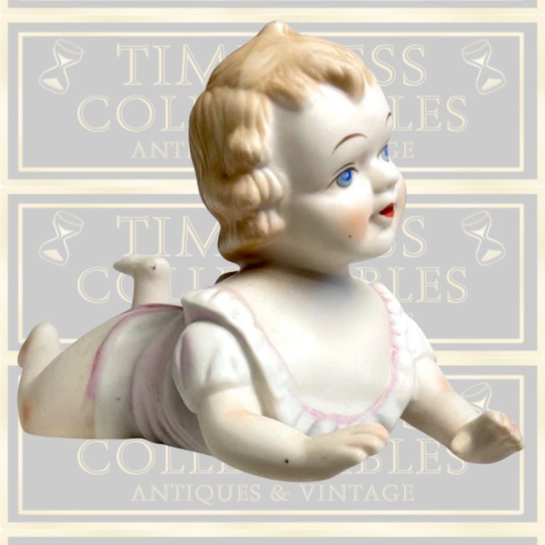 Vintage Pair Large Bisque Piano Babies Figurines