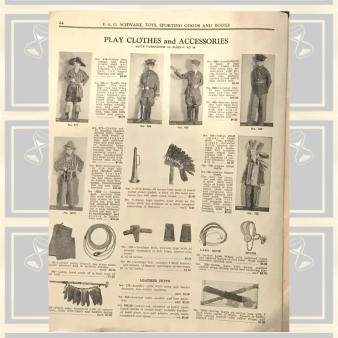 Antique American 1920s f.A.O Schwarz Children’s Dressing Native American Playset